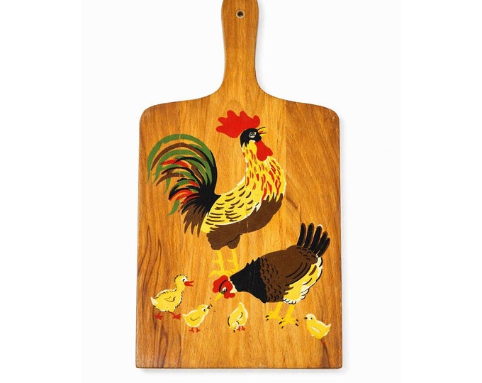 Wood Cutting Bread Board Chickens Roosters Vintage Folk Art Wooden Kitchen Tools Farmhouse Primitve Home Decor Decorative Accents