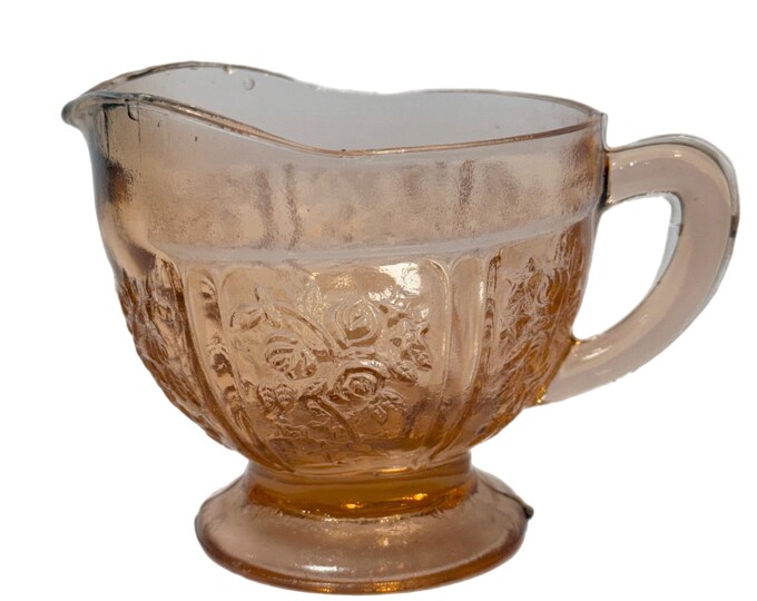 Creamer Mini Pitcher | Sharon Cabbage Rose Pink Depression | Federal Glass | Vintage Collector Glassware | Cottage Core | Serving ware