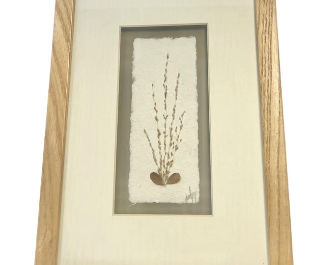 Wall Decor | Handcrafted Floral Paper Art | Vintage Sculptural Shadow Box Tiny Flowers Wood Frame African Craft | Gallery Art Home Decor