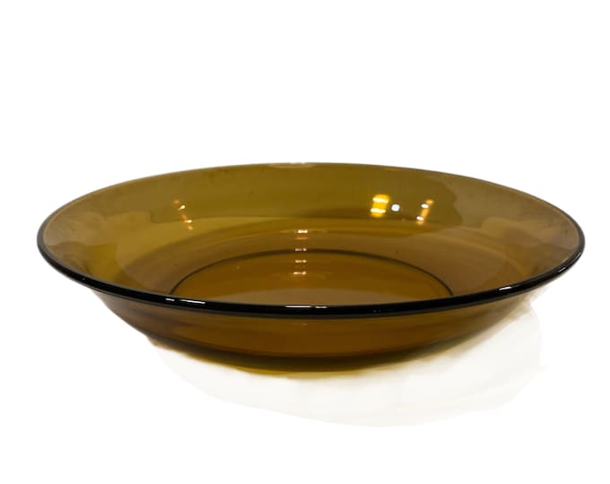 Glass Serving Bowl | Arcopal Arcoroc France | Brown Amber Glassware | French Baking Cooking Serving Kitchen Dishes | Kitchenware Cookware