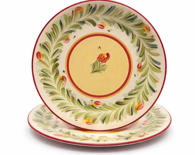 Dinner Plates Set 2 Southern Living at Home Gail Pittman Sienna Garland Replacement China Vintage Floral Red Green Dining Service Retired