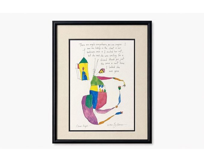 Framed Art Print Story People Brian Andreas Closet Angel 1995 Signed Framed 15x12 Picture Painting Unique Galley Wall Home Decor Vintage