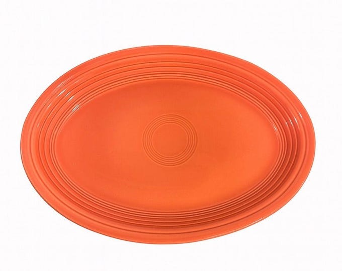 Fiestaware Rose Pink Oval Serving Platter Fiesta Plate Dish 13.5" Vintage Large Replacement China Stoneware Serveware Homer Laughlin USA