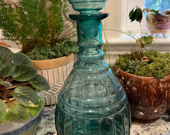 Imperial Glass Co. Aquamarine Genie Bottle Decanter USA 1940s s-2B