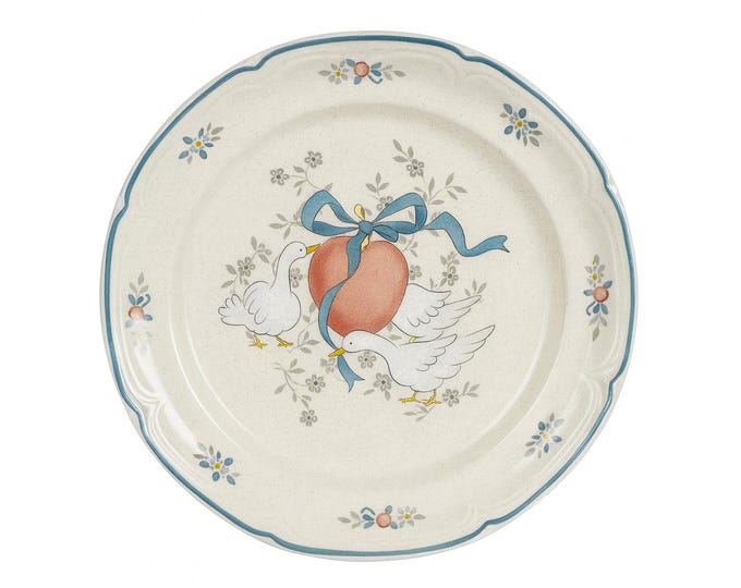 Marmalade  International Dinner Plate | Vintage Stoneware Dishes | Replacement China | Granny Grandma Cottage Core | Blue Ribbon Geese Goose