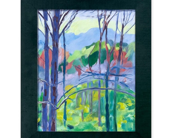 Oil Painting Blue Ridge Mountains Pastel Colors Custom Framed