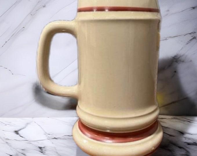 Vintage | Veb Steingutwerk Torgau Villeroy And Boch |1980s Beer Stein Germany | Cream with Burgundy