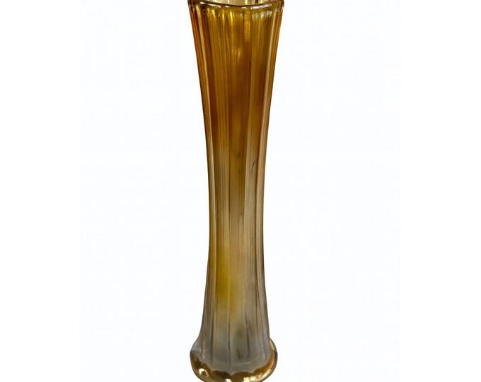 Swung Swing Bud Vase Vintage Light Peach Orange Amber Iridescent Home Decor Decorative Accents Flower