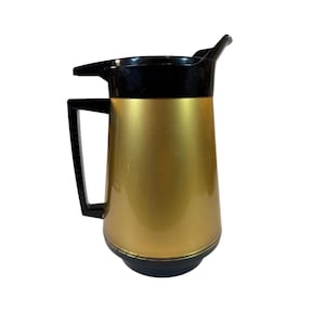 West Bend Thermo-Serv / Dorado y negro / Jarra para servir bebidas con aislamiento, jarra para café y té / MCM de mediados de siglo / Cocina de cafetería