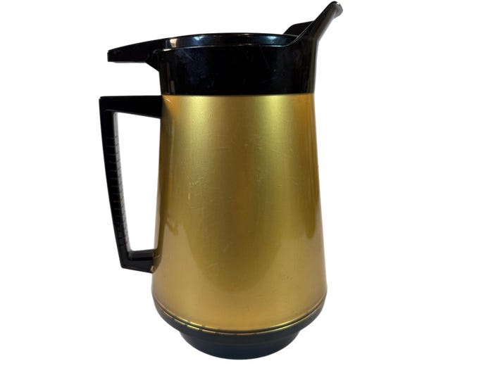West Bend Thermo-Serv | Gold and Black  | Insulated Beverage Server Carafe Coffee Tea Pitcher |  Mid Century MCM | Coffee Shop Kitchen