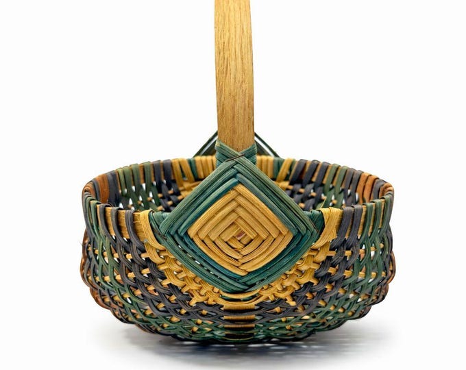 Egg Buttocks Basket Primitive Hand Woven Splint Primitive Handmade Farmhouse Vingtage Signed Cottage Granny Core Kitchen Decor