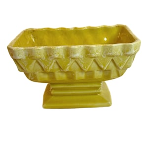 Vaso da fioriera Composta Mid Century Giallo Dorato / Marcato 132 USA Ceramica / Quadrato con piedini / Interno / Fattoria / Grandma Core Cottage Core