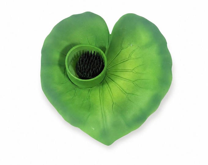 Flower Ikebana Frog Dept 56 Green Lily Pad Leaf Bisque  Spikes Japanese Arranging Vintage Home Decor Decorative Accents Centerpiece Unique