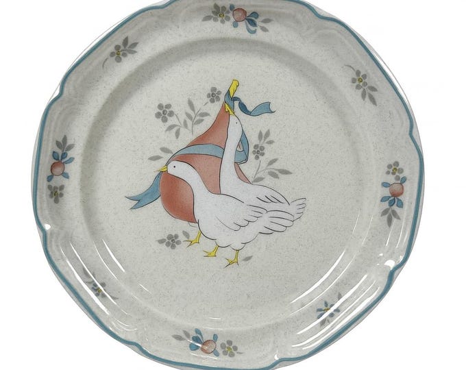 Marmalade International Salad Plate | Vintage Stoneware Dishes | Replacement China | Granny Grandma Cottage Core | Blue Ribbon Geese Goose