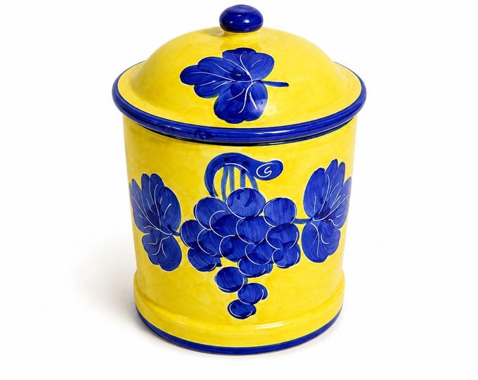 Italian Pottery Kitchen Canister Solimene Vetri Grapes Large Size Hand Painted Italy Ktichenware Storage Tuscany Replacement China
