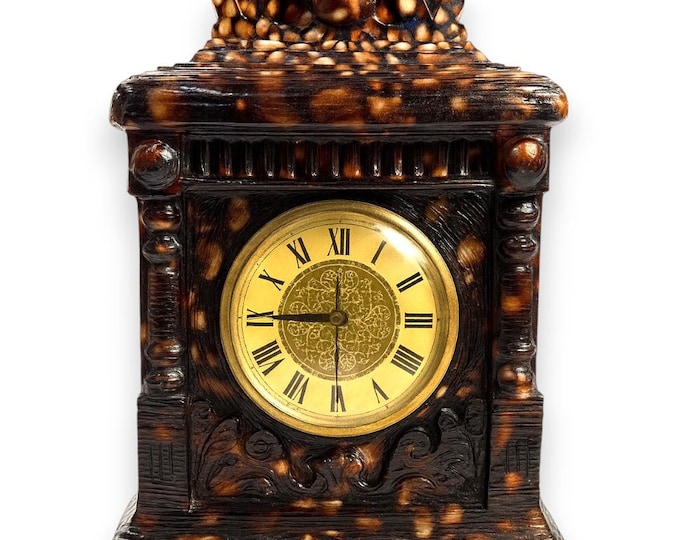 Vintage Lanshire Vomit Resin Rock Stone Mantel Clock Electric