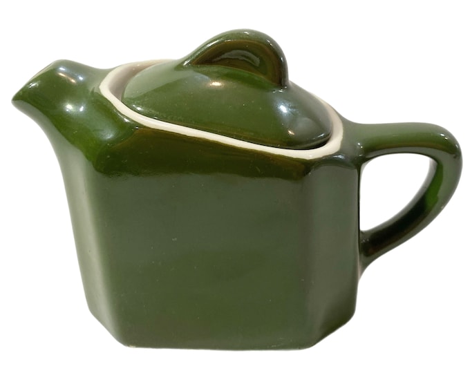 Green Teapot Creamer Hall China Bellevue Miniature  | Vintage Individual Personal Serve | Mid Century Kitchenware Pottery Replacement China
