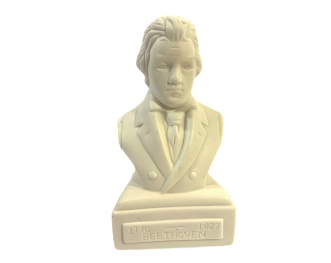 Vintage Willis Music Co White Ceramic Beethoven 1770-1827 Sculpture Bust Figuine Statue Piano