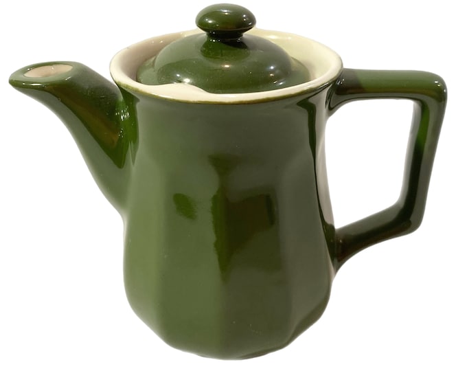 Green Teapot Creamer Hall China Bellevue Miniature  | Vintage Individual Personal Serve | Mid Century Kitchenware Pottery Replacement China