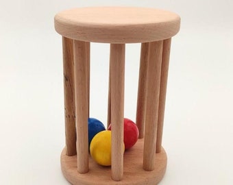 Montessori Holzkugel Rassel: Umweltfreundliches Baby sensorisches Spielzeug