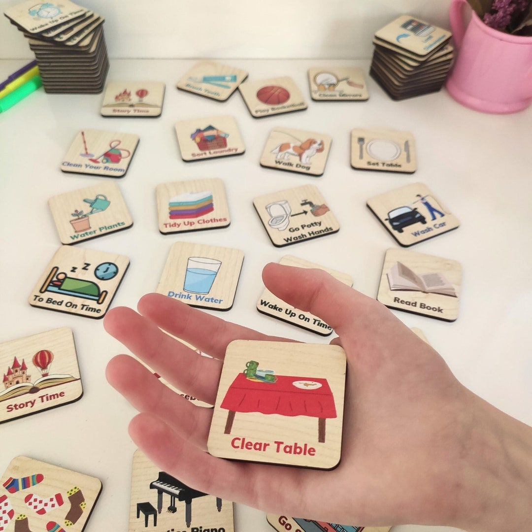 Wooden Chore for Kids Montessori Homeschool Learning Etsy