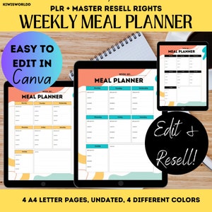 Digitale maaltijdplanner Digitale plannerbundel Maaltijdtracker