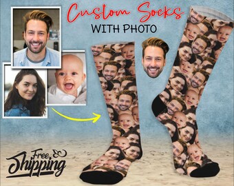 Personalized Socks with Face, Custom Funny Photo Socks, Funny Face Socks for Him, Personalized Printed own Your Face Funky Memorial Gifts