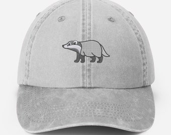 Embroidered Badger Hat, Vintage Style Baseball Cap, Wildlife Badger Design Embroidery Hat, 100 Cotton Comfy Color Sun Hat, CozyCrazeCustoms