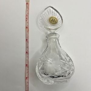 Princess House Perfume Etched Glass bottle, Trinket Box and vanity set