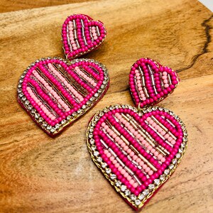 Falling For You Fuchsia Heart Valentine Earrings