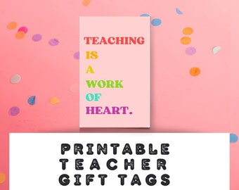 Etykieta upominkowa do wydrukowania z podziękowaniami dla nauczyciela za pracę serca