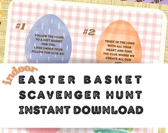 Koszyk wielkanocny z motywem jajka i motywem poszukiwacza skarbów