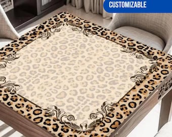 Leopard Print Mahjong Table Mat, Custom Game Night Accessory,  Mahjongg Mat with Storage Bag, Custom Tile Game Gift for Players or Hosts
