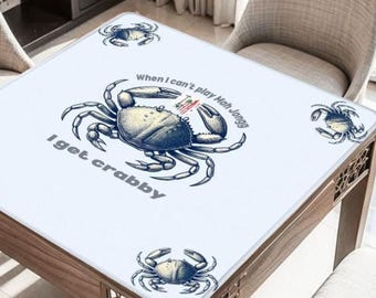 Crabby Mahjong Mat, Custom Game Night Accessory,  Funny Mahjongg Mat with Storage Bag, Custom Tile Game Gift for Players or Hosts