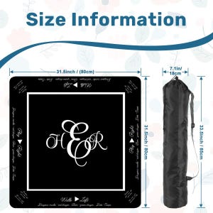 Formal Monogram Mahjong Table Mat, Custom Game Night Accessory, Mahjongg Mat with Storage Bag, Custom Tile Game Gift for Players or Hosts image 5