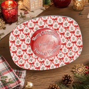 Bandeja navideña personalizada, plato para servir en fiestas, ideal para noches de juegos, cenas, reuniones navideñas o como regalo de temporada.
