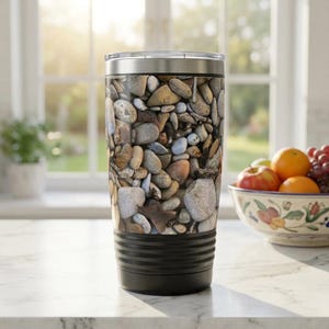 Personalized Rocks and Pebbles Tumbler, Stainless Steel Insulated Nature Cup, Custom Gift for Hikers, Geology & Earth Lovers, Fathers Day