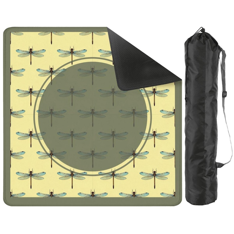 Dragonflies on Sage Green Mahjong Table Mat, Custom Game Night Accessory, Mahjongg Mat with Storage Bag, Custom Tile Game Gift image 2