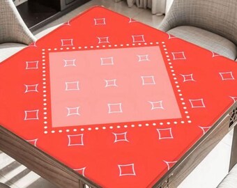 Orange Geometric Mahjong Table Mat, Custom Game Night Accessory,  Mahjongg Mat with Storage Bag, Custom Tile Game Gift for Players or Hosts