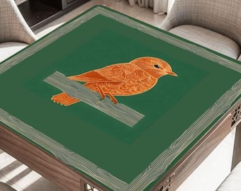 Bird on a Perch Mahjong Table Mat, Custom Game Night Accessory,  Mahjongg Mat with Storage Bag, Custom Tile Game Gift for Players or Hosts