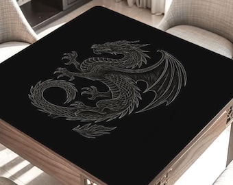 Black Dragon Mahjong Table Mat, Custom Game Night Accessory,  Mahjongg Mat with Storage Bag, Custom Tile Game Gift for Players or Hosts