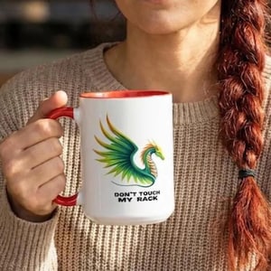 Mahjongg Dragon Accent Coffee Mug, Funny Dont Touch My Rack Coffee Cup, Gift for Mahjong Player Teacher Host