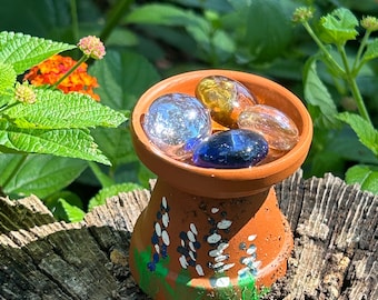 Bee Fountain for Flower Beds Bushes Potted Plants, Handpainted Pollinator Watering Station, Painted Bluebonnets, Gardener gift, Gift for mom