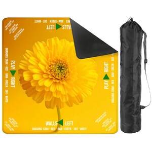 Tapete de Mahjong con diseño de flores amarillas, accesorio personalizado para noches de juego, tapete de Mahjong con bolsa de almacenamiento, regalo de juego de fichas personalizado para jugadores o anfitriones. imagen 2