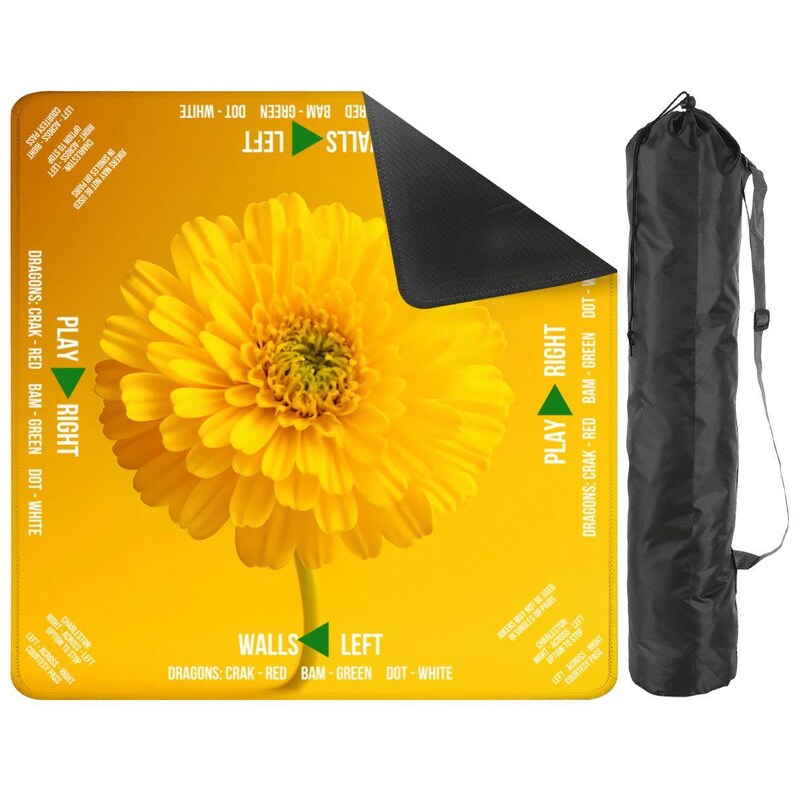 Tapete de Mahjong con diseño de flores amarillas, accesorio personalizado para noches de juego, tapete de Mahjong con bolsa de almacenamiento, regalo de juego de fichas personalizado para jugadores o anfitriones. imagen 2