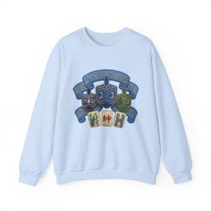 Mahjong Hanukkah Sweatshirt, Faux Applique Holiday Season Sweater, Mahjongg Gift for Players Hosts Teachers image 7