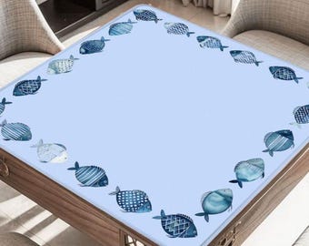 School of Fish Mahjong Table Mat, Custom Game Night Accessory,  Mahjongg Mat with Storage Bag, Custom Tile Game Gift for Players or Hosts