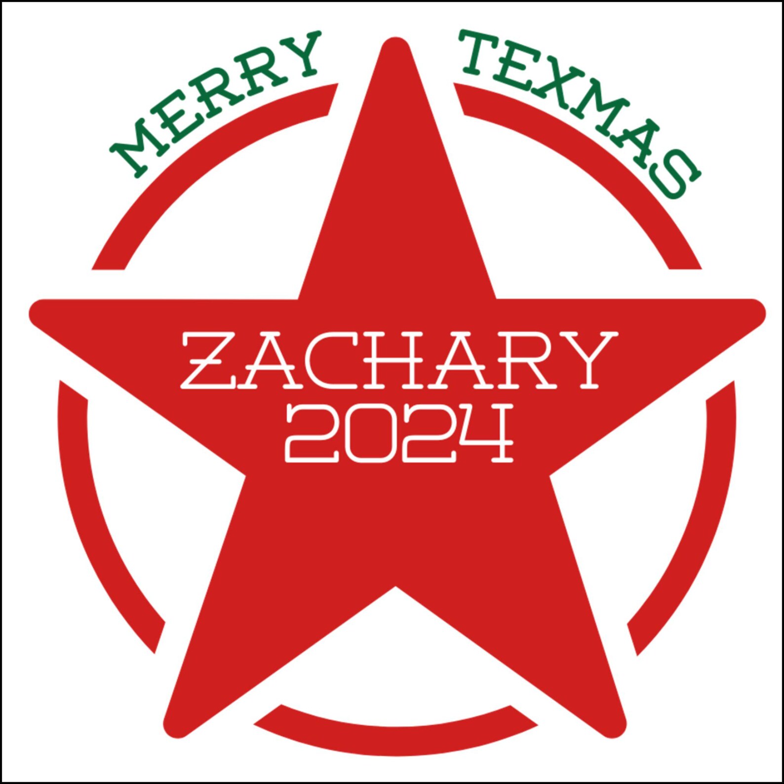 Western Star Personalized Die Cut Acrylic Ornament, Merry Texmas