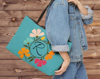 Boho Mahjong Flower Crown Bag, Mah Jongg Monogram Tote for Tiles Racks Cards and Coins, Mah Jongg Hostess Gift,Custom Name Mah Jong Gear Bag