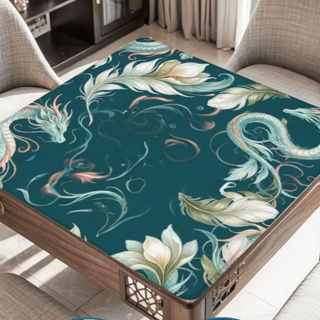 Wraith Table Mat Swirling Dragons Mahjong Table Mat, Custom Game Night Accessory ...
